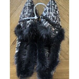 Womens Slip On Orthopedic Shoes Fur Trim Heel Round Toe Comfort Work Dress Shoes